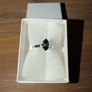 NIB 925 Sterling Silver adjustable onyx ring NEW
